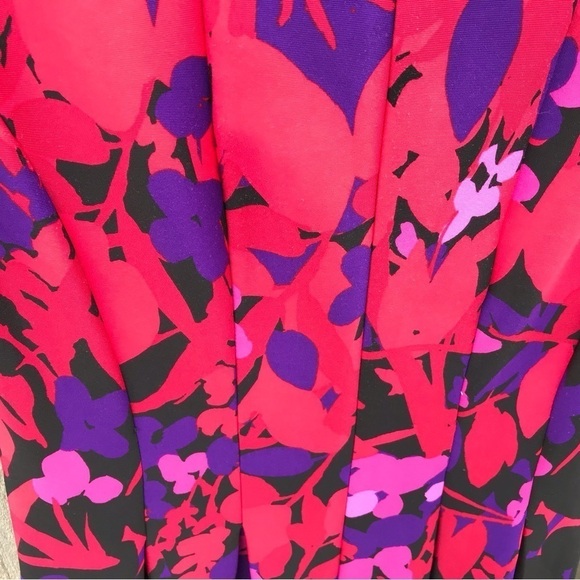 Gabby Skye Purple and Pink Floral 3/4 Sleeve Fit and Flare Dress - Picture 7 of 9